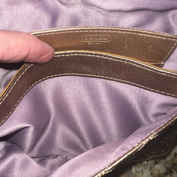 COACH Gold Metallic Leather Madison Chain Mini Shoulder Bag - Picture 9 of 11